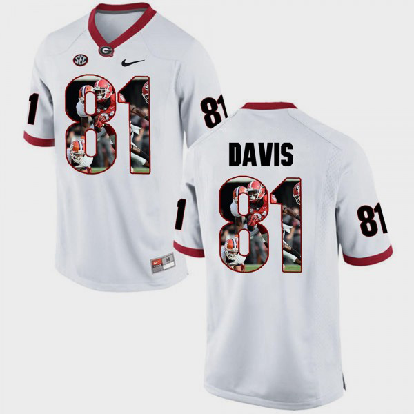 Men's #81 Reggie Davis Georgia Bulldogs Pictorial Fashion For Jersey - White